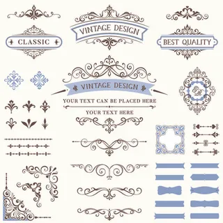 欧式复古线条边框花纹AI矢量LOGO角框花边分割线设计PSD卡片素材