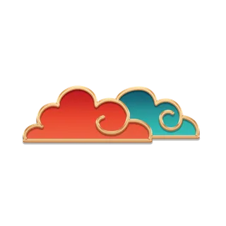 大气中国风祥云国潮风金边立体云朵剪纸创意装饰元素PNG免抠素材