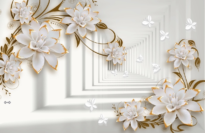 雕塑白色兰花背景墙