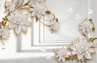 雕塑白色兰花背景墙