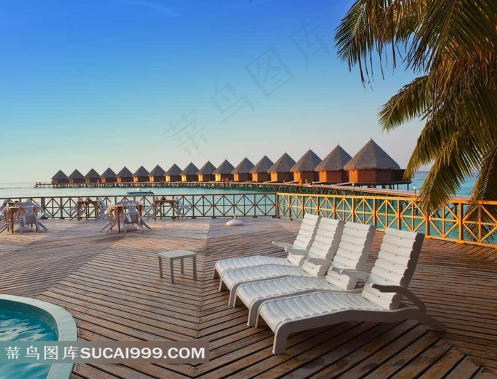 海边度假村自然景色高清图片