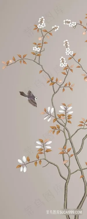 唯美花鸟艺术插画