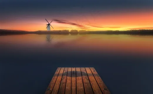 夕阳海岸晚霞风光风景图片