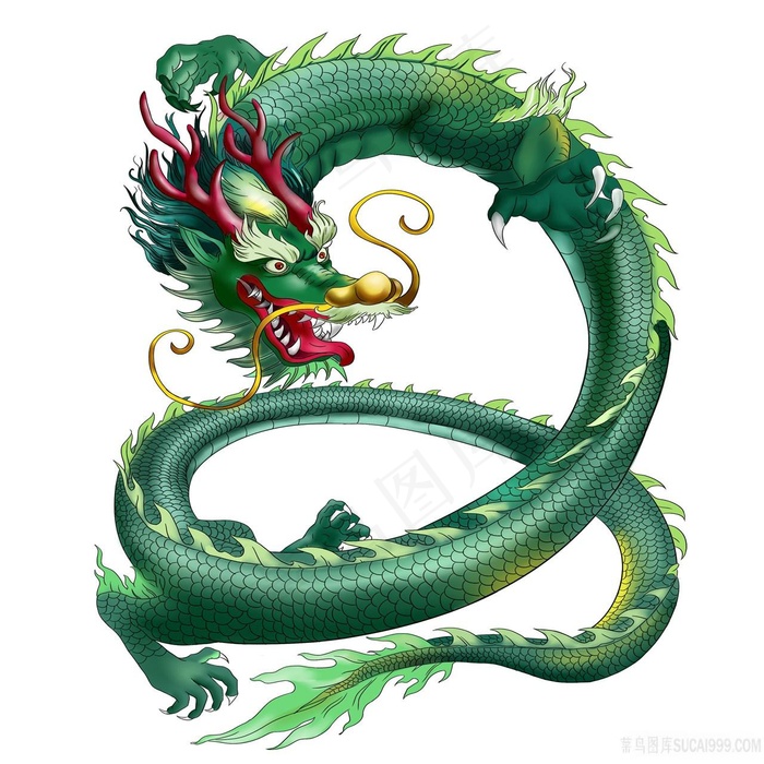 绿色的龙PNG绘画图片