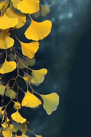 秋叶黄色树枝虚化背景