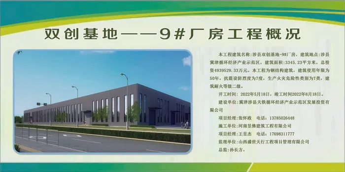 绿色简约厂房简介展示牌psd模版下载