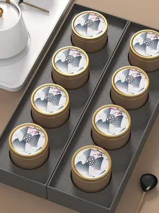 国风高档茶叶包装盒袋罐瓶LOGO标贴展示VI智能贴图样机PSD素材