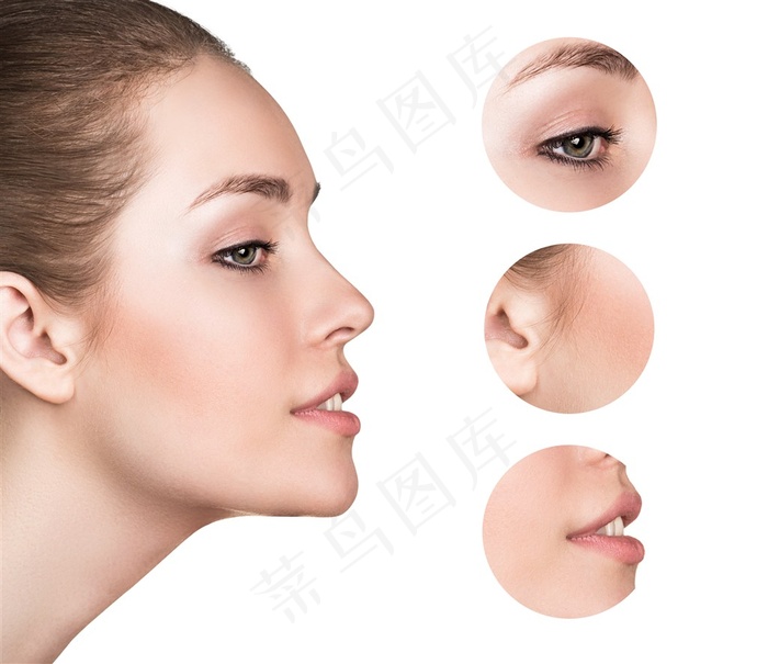 面带微笑的外国女性侧脸高清图