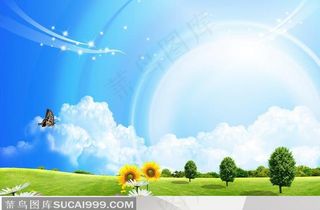 蓝天白云的自然风景图片素材