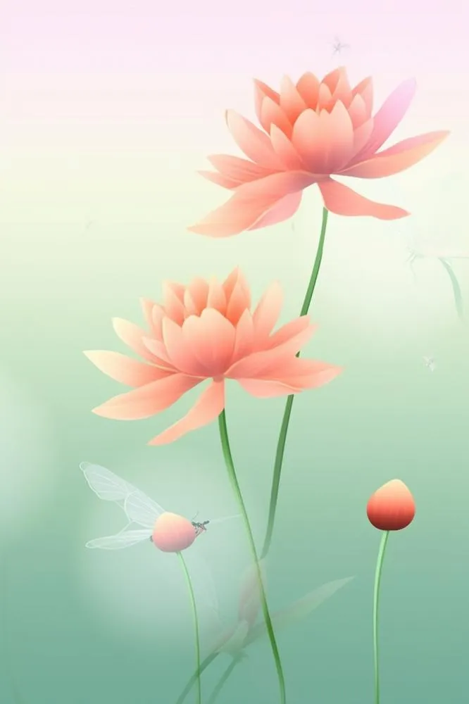 清新风格荷花花瓣简约背景(896x1344)