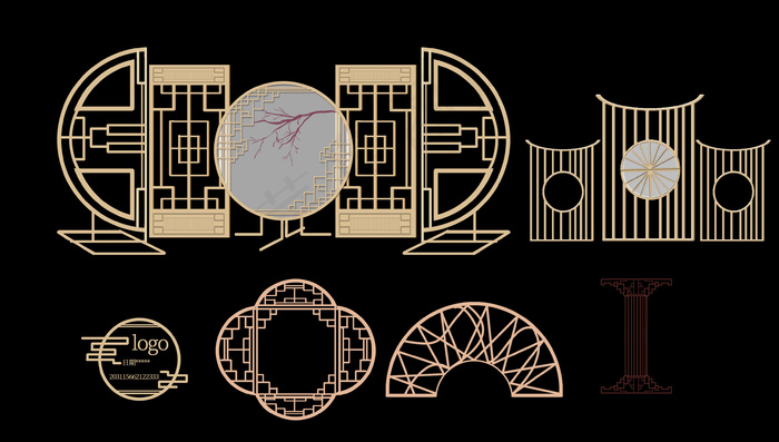 传统中式婚礼道具铁艺屏风