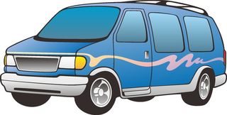 蓝色简约风面包车矢量图素材