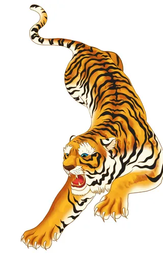 手绘国潮虎年卡通白虎老虎形象插画装饰元素PSD设计素材png免抠图