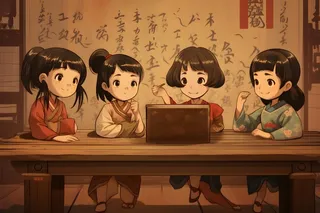 学生们古风书法背景