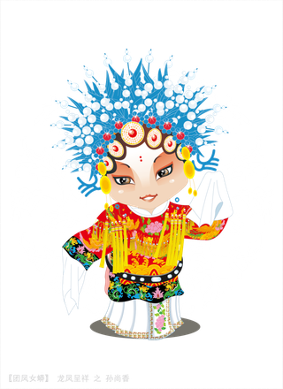 卡通京剧戏剧人物脸谱插画PNG图片 国潮中国风Q版戏剧人物PS素材