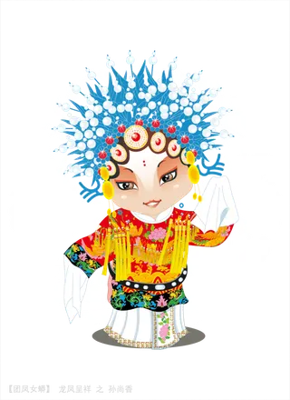 卡通京剧戏剧人物脸谱插画PNG图片 国潮中国风Q版戏剧人物PS素材