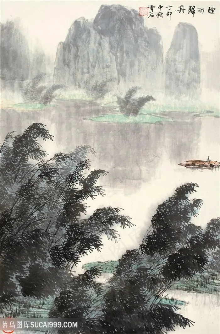 白雪石湖畔山脉美景装饰画