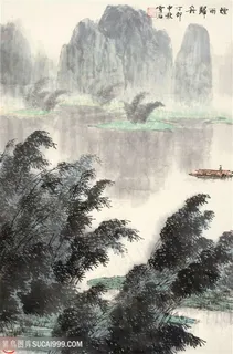 白雪石湖畔山脉美景装饰画