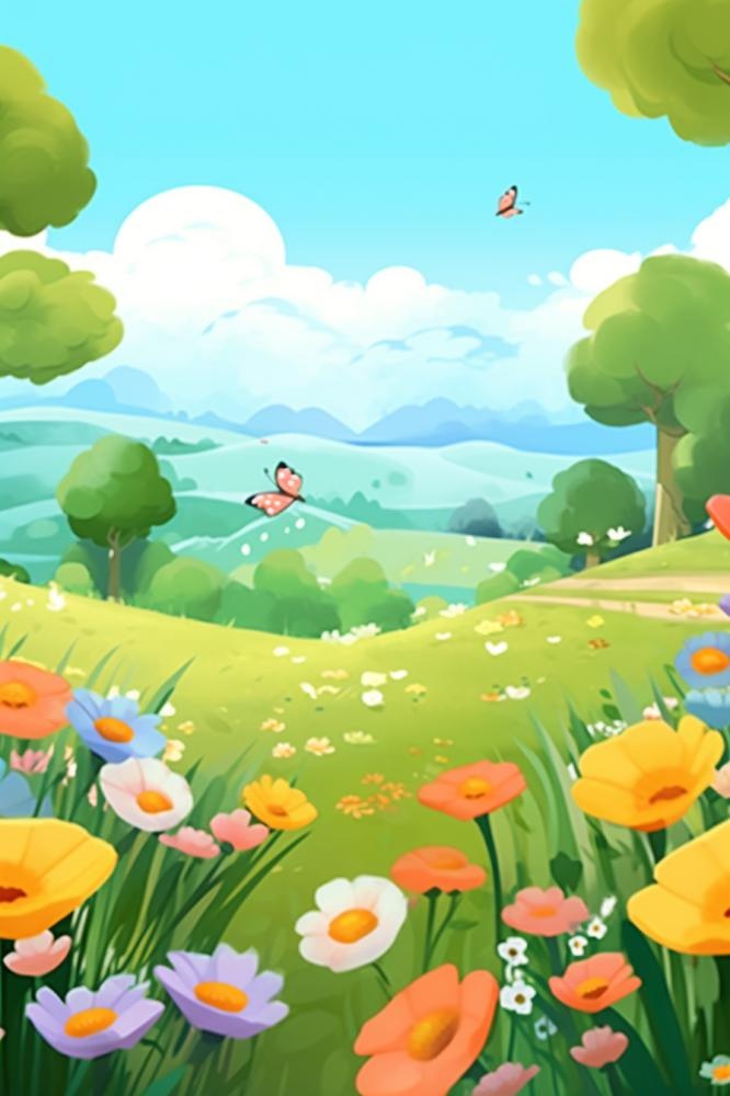 草地音乐天空可爱背景