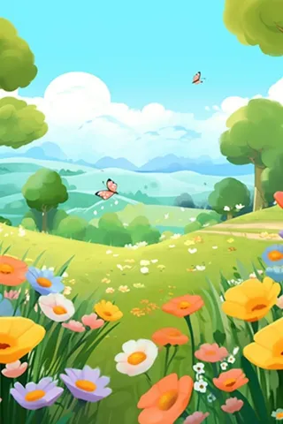 草地音乐天空可爱背景