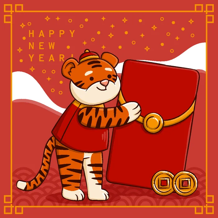 新年虎年老虎插画ai矢量模版下载