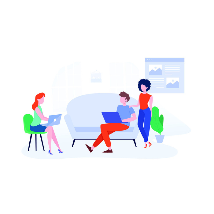 扁平化人物场景办公互联网等距ai矢量设计网页海报UI素材插画