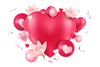 免抠浪漫粉色心形元素