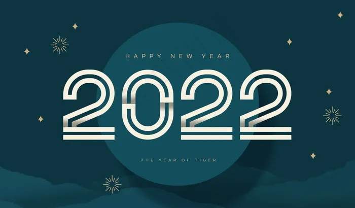 墨绿色虎年数字2022元旦新年字体设计模板(5504x3224)psd模版下载