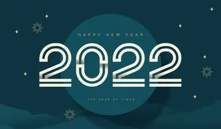 墨绿色虎年数字2022元旦新年字体设计模板