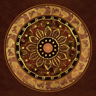 复古中式国潮风敦煌花纹装饰图案花卉藻井肌理圆形边框素材