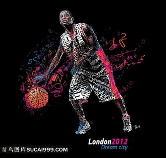 黑色背景NBA球员整体艺术拼图