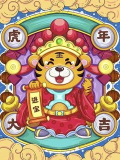 虎年中国风萌虎插画 虎年中国风萌虎插画