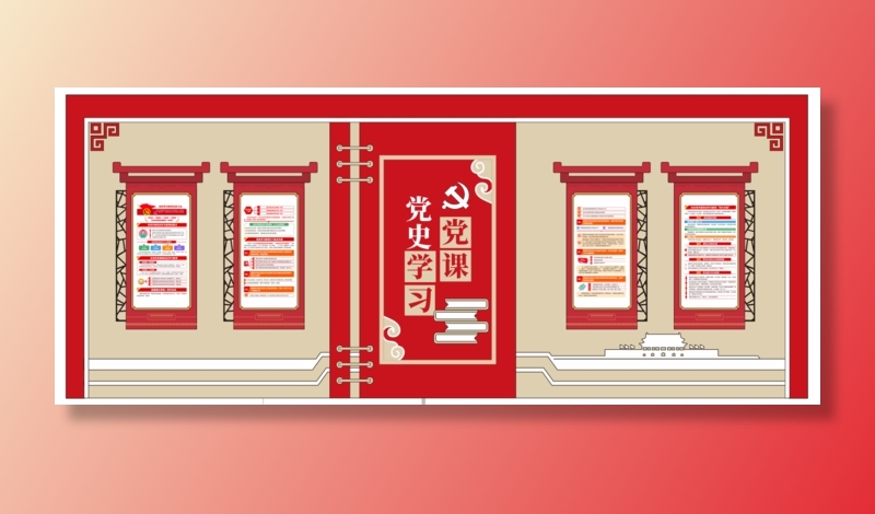 党建党史文化墙源文件CDR平面效果图cdr矢量模版下载