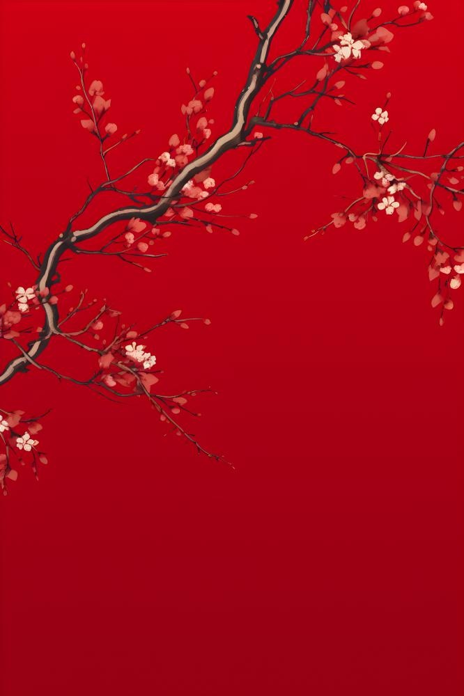 树枝简约红色背景