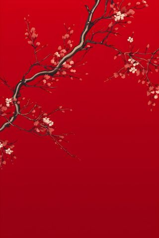 树枝简约红色背景
