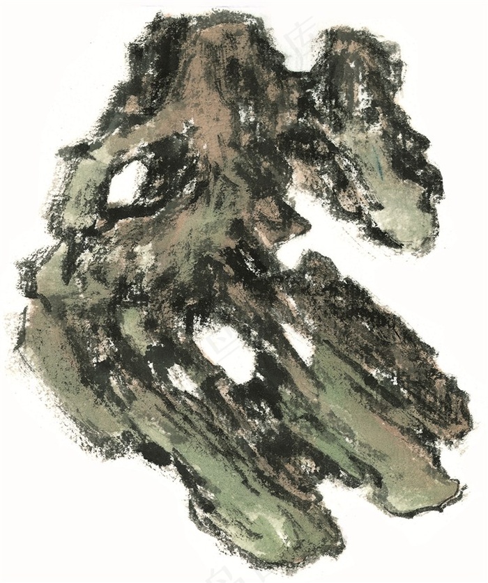 水墨山石美图国画摄影图片