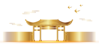 金碧辉煌金色地产古代建筑院子