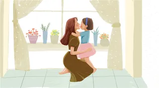 亲子家庭教育母亲节母亲抱女孩 