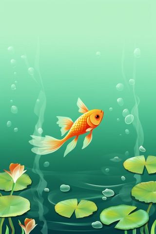 淡绿荷叶扁平清新金鱼背景