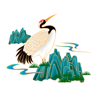 国潮仙鹤插画免扣素材设计素材
