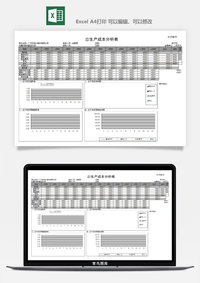 财务日报表指标收支出营收分析表excel表格模板素材