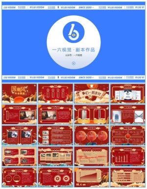 大气高端喜庆国潮风企业年会总结汇报ppt模板预览图