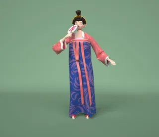 个性中式古典卡通风格仕女主题C4D元素