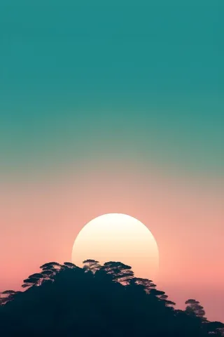 落日山脉青色简约背景