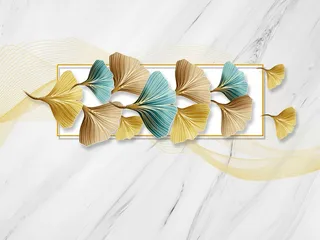 银杏叶大理石背景墙