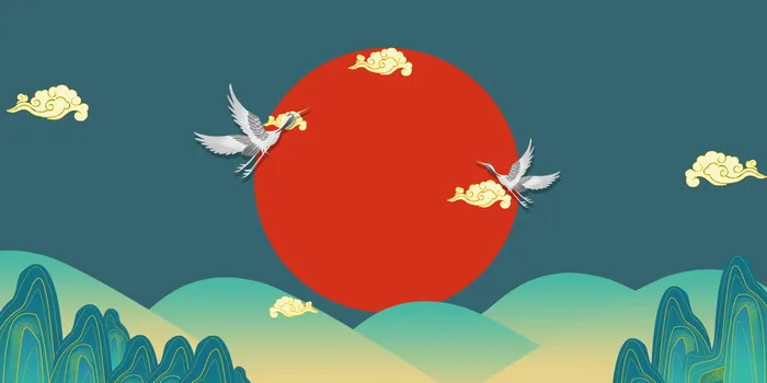 中国风仙鹤背景psd模版下载