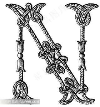 时尚花纹字母N