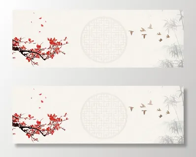 中国风传统水墨古风古典展板边框工笔画PS海报背景平面设计素材