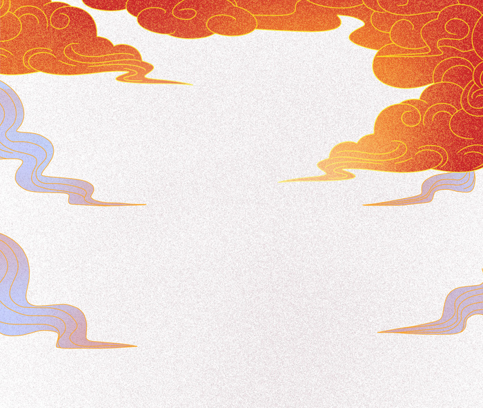 中国风国潮祥云插画手绘云彩图案海报云层装饰背景PSD设计素材