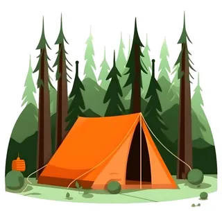 野外森林露营卡通免抠